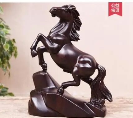 Black sandalwood carved horse to success wooden horse furniture office rosewood home decoration statue factory direct selling