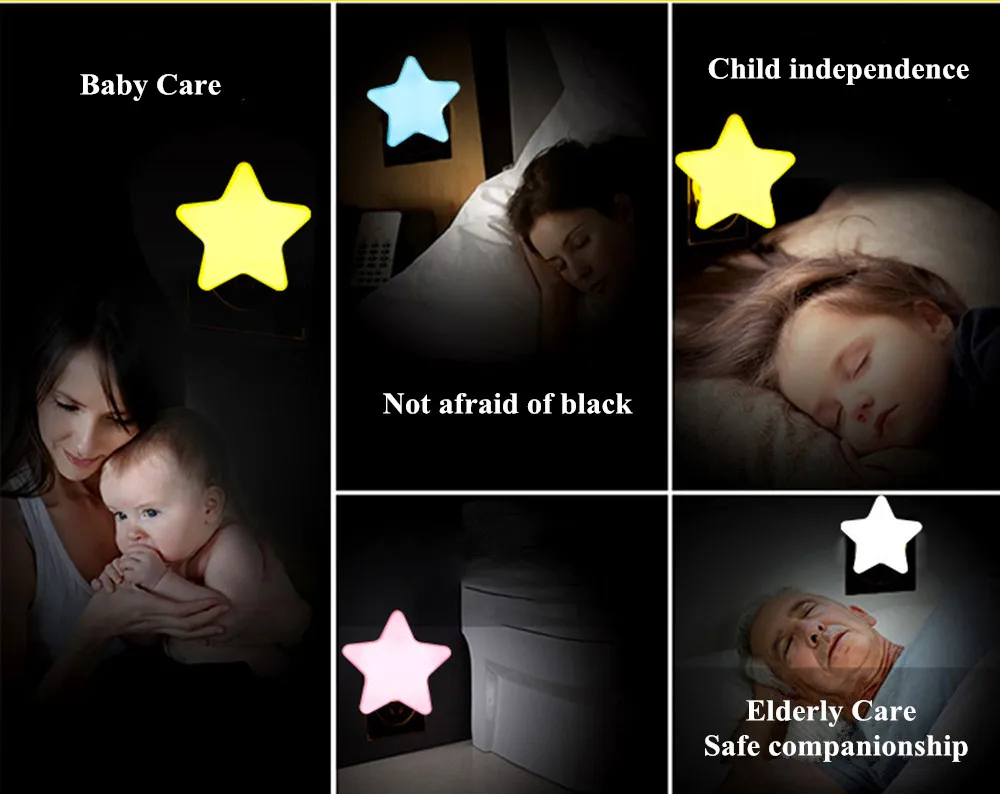 SuperNight Star LED Night Light AC Intelligent light control Sensor Home Decor Wall Lamp Corridor Bathroom Bedroom Bedside Lamp (10)
