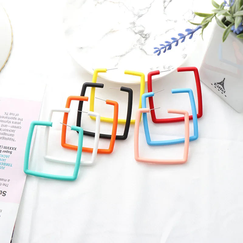 

Dayoff Punk Hyperbole Geometric Square Big Circle Earings Personality Hoop Earrings Women Fashion Jewelry Oorbellen Female E391