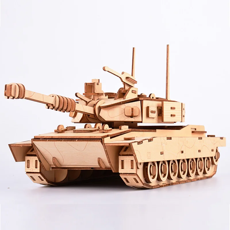 

3D DIY Wooden Puzzle Toy Military Series M1 Main Battle Tank Vehicle Model Set Creative Assembled Puzzle Toys Gifts For Children