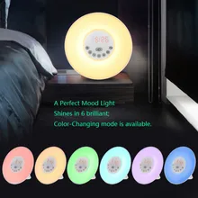LED Lights with Digital Alarm Clock Sunrise Sunset LED Wake Up FM Radio Colorful Light Add