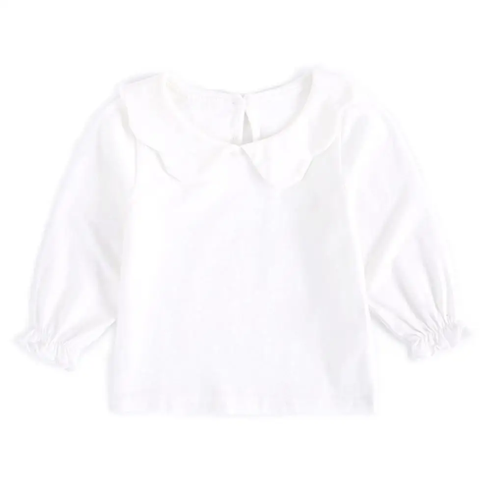 

Baby Clothes Petal Collar Spring And Summer Baby T-shirt Cotton Long Sleeve Bottoming Shirt White Short Sleeve