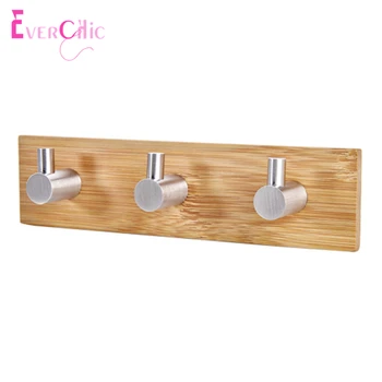 

Wooden Wall Mounted Hook Coat Hanger Space-Saving Bathroom Organizers 3 Hooks