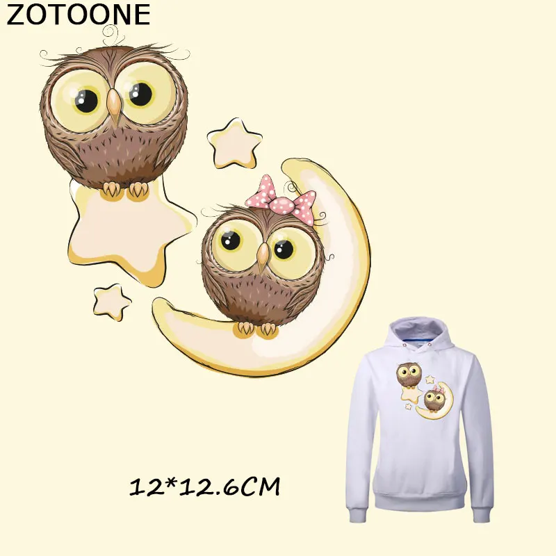 

ZOTOONE Cute Owl Patches A-level Washable Clothes Stickers Easy Print By Household Irons T-shirt Dresses Bags Decoration F