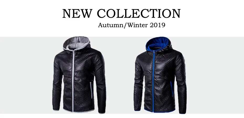 Осень зима мужская модная куртка повседневная с длинным рукавом Однотонная стоячая с капюшоном кожаная куртка Топ Мужская крутая одежда 2XL ML280