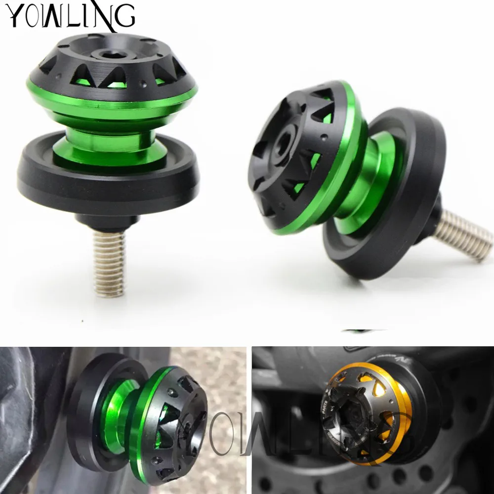 10mm Motorcycle Swingarm Sliders Spools Green For KAWASAKI Ninja ZX6R