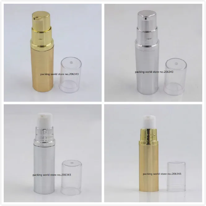 

5ML silver/gold plastic airless pump bottle clear lid for lotion/eye serum/emulsion/essence sprayer skin care cosmetic packing