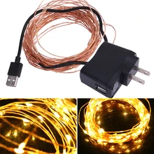 10m/32.8ft 100 LED Waterproof Copper Wire String Light 5V USB Warm White For Christmas Festival Wedding Party Decoration US Plug