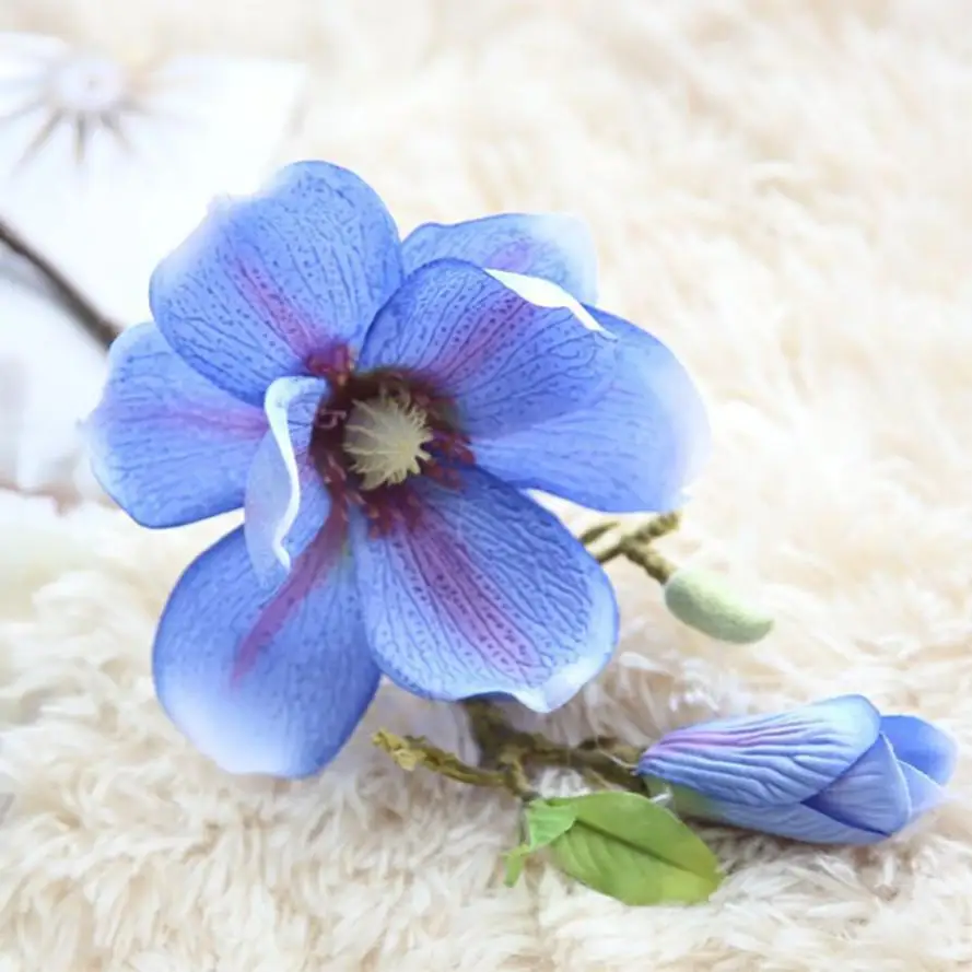 

1PC Artificial Flowers Magnolia For Home Car Party Decoration Pompom Wreath Decorative Bouquet Bridal Flower Fake Flower 18July6