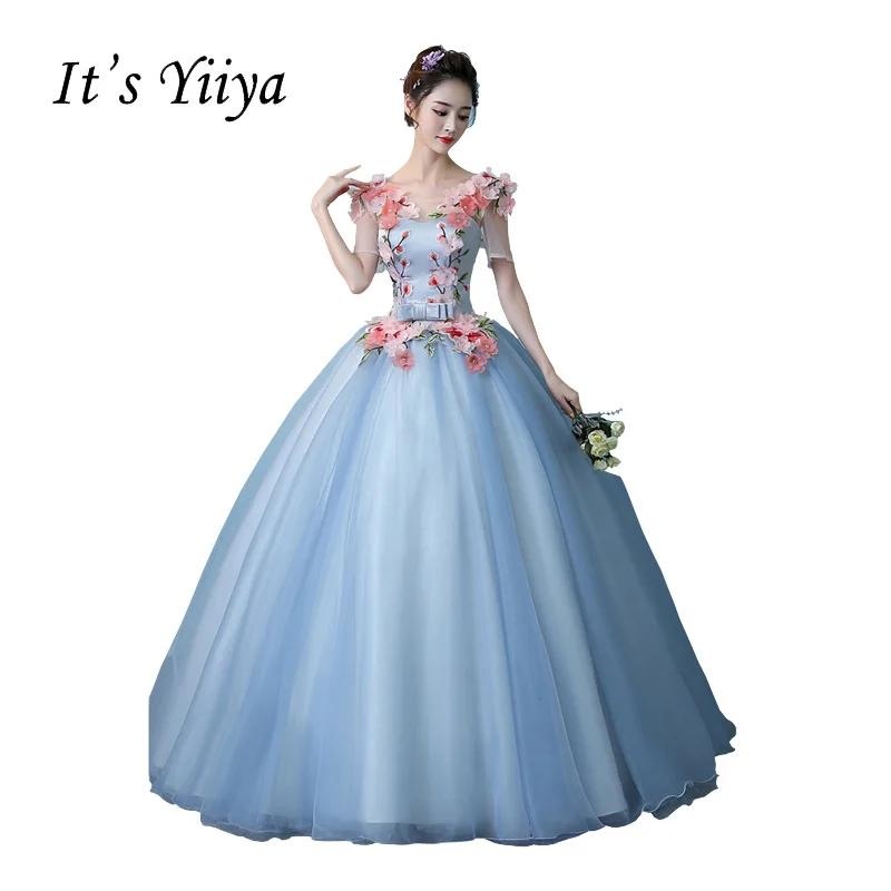 It s Yiiya Blue Illusion font b Wedding b font Dresses Ball font b Gown b