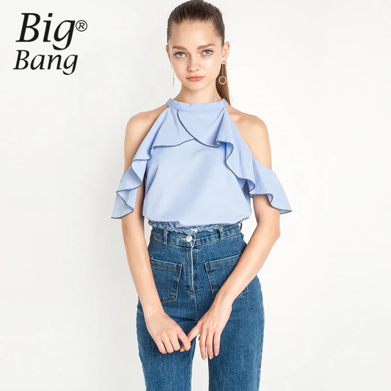 how to pieces 6 blouse cut Shirts O Layered Halter Preppy neck Style Ruffle Women