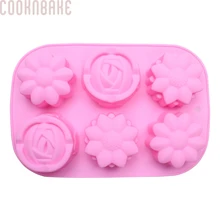 COOKNBAKE DIY силиконовая форма для торта 6 решеток цветок ручной работы мыло Плесень для пудинга и Желе Форма качество CDSM-067