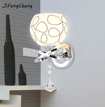 

Modern and Minimalist Frosted Glass Shade Round LED Wall Lamp E27 Warm Bedroom Study Living Room Sconce Staircase Lighting Led
