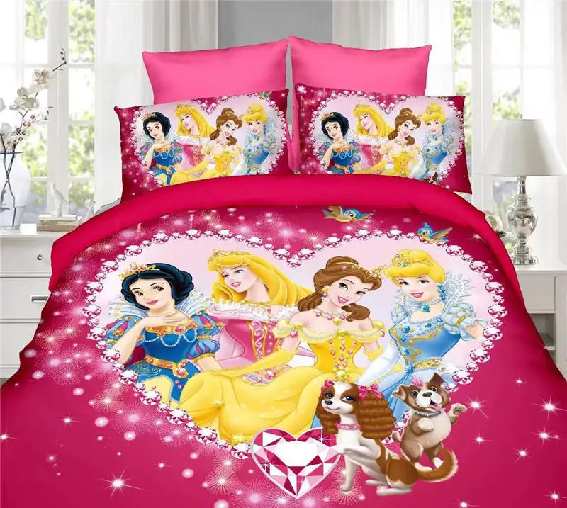 Розовый комплект постельного белья принцессы Софии, двойной размер, простыня, пододеяльник для девочек, односпальное покрывало, покрывало, 3d принт, 2-4 шт