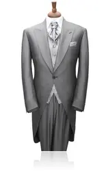 Серебристый жилет галстук светло-серый Костюмы фрак Мода Tailor Made Terno Masculino одна кнопка Нарядные Костюмы для свадьбы для Для мужчин тонкий
