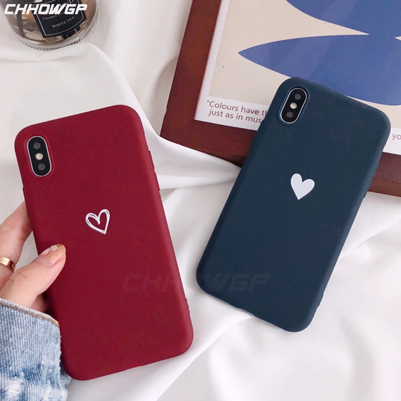 

Love Heart Patterned Matte Case For iPhone XS Max XR X 6 6s 7 8 plus 5 5s SE Cover Silicon Case For iPhone X XR XS Max 5 6 7 8