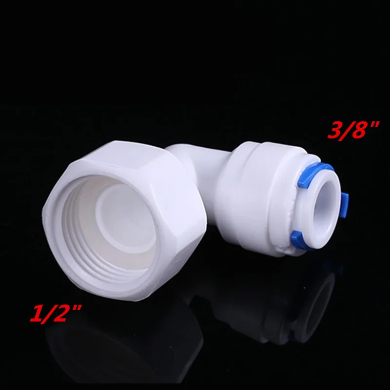 

3/8" OD Hose 1/2" BSP Female Elbow Connection Quick Connector RO Water Reverse Osmosis Aquarium System Fittings