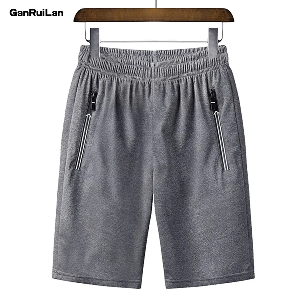 2019Men's повседневные летние шорты пляжные Полиэстеровые брюки с эластичной резинкой на талии мужские укороченные шорты брендовая одежда DK19023 - Цвет: Gray Asian size