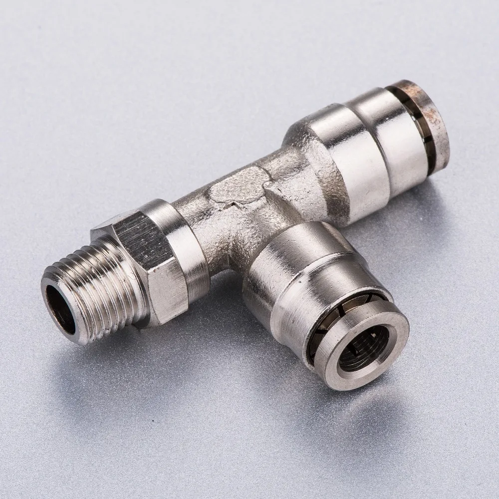 

6 8 10 12 4mm Hose Pipe to 1/8" 1/4" M5 3/8" 1/2" BSPT Thread S.S316 Male Run Tee Pneumatic Fitting Quick Connector Fitting