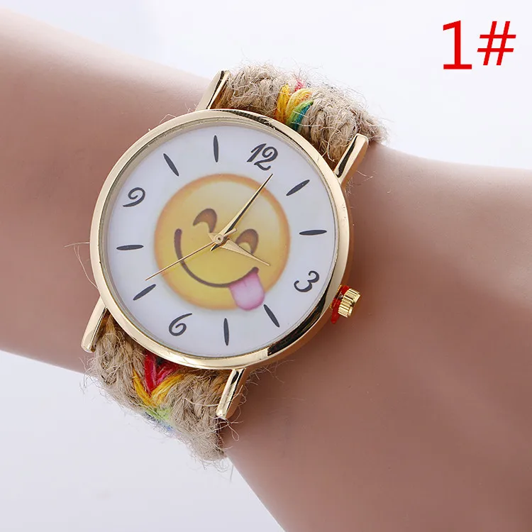 

Fashion Casual Women Quartz Wristwatch Woven Bracelet Watch Luxury Lady's Dress Watches Expression Pattern Reloj Mujer Saati