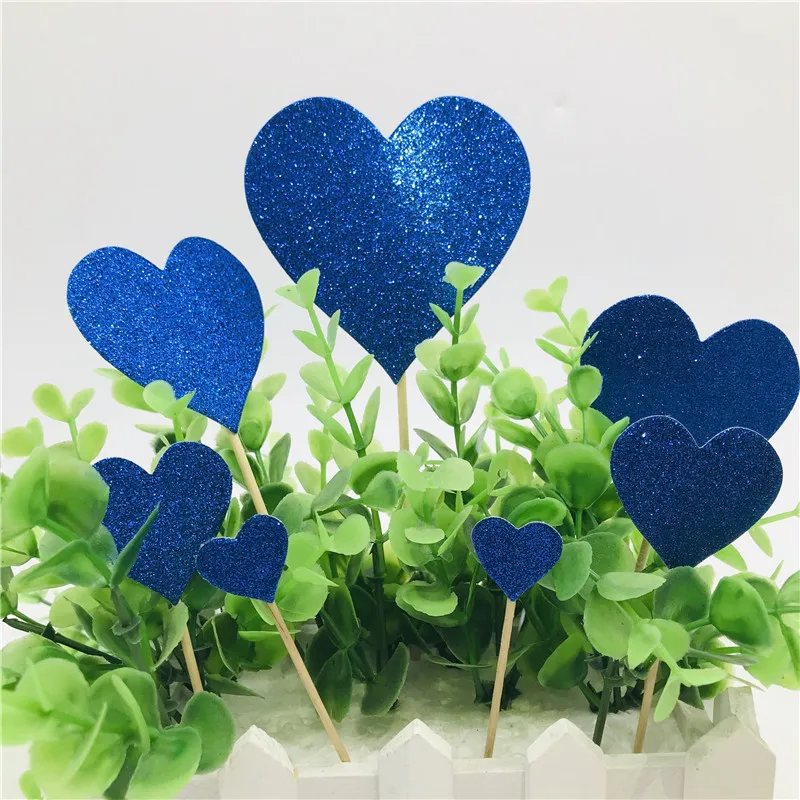 

7pcs/Set Red Heart Shape Cake Topper with Toothpick Cake Decorations for Wedding Birthday Party Cute Lovely Gifts Supplies