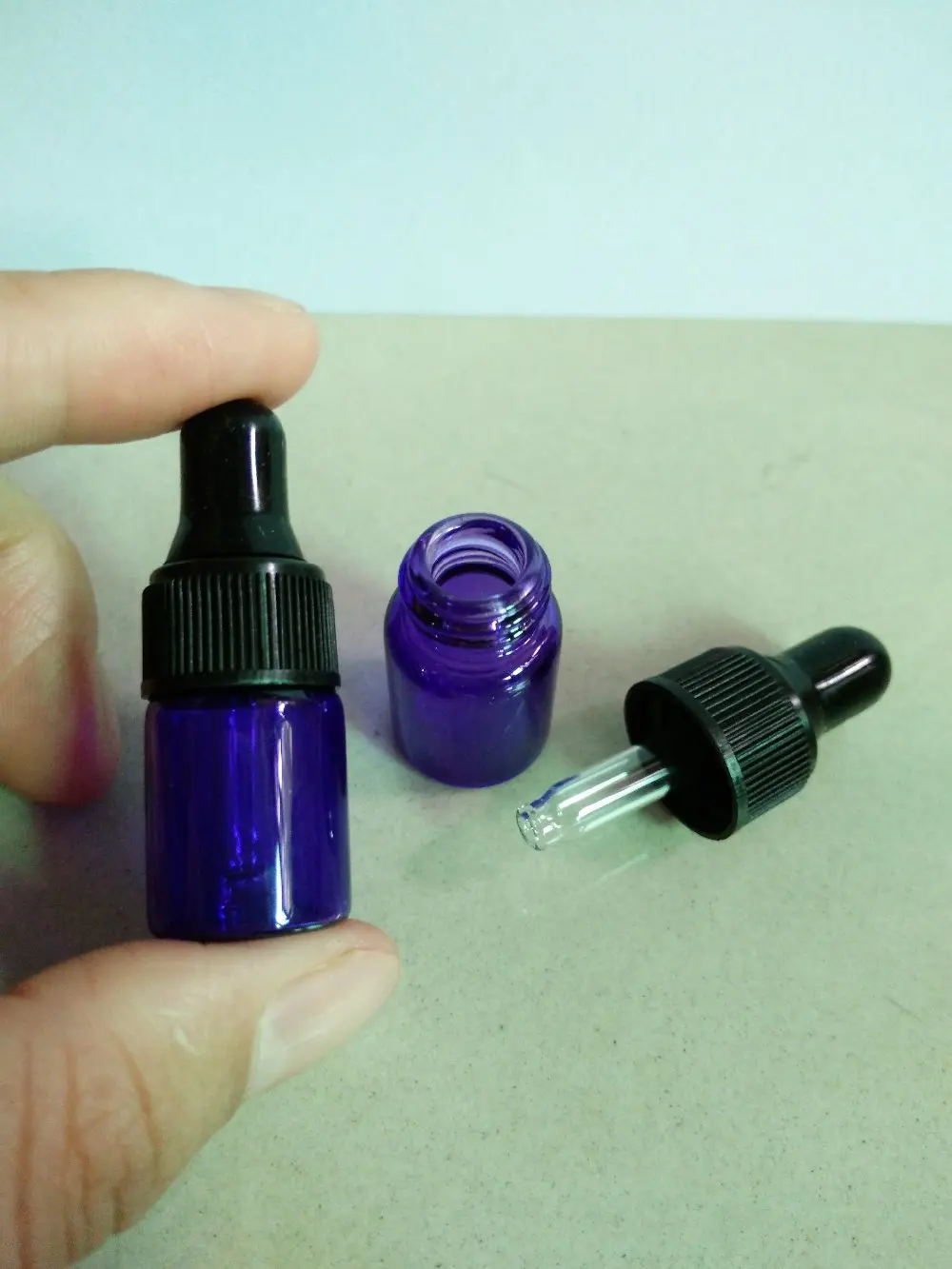 Lot of 50pcs 2ml Blue Small Glass Dropper Bottles/Vials For Essential