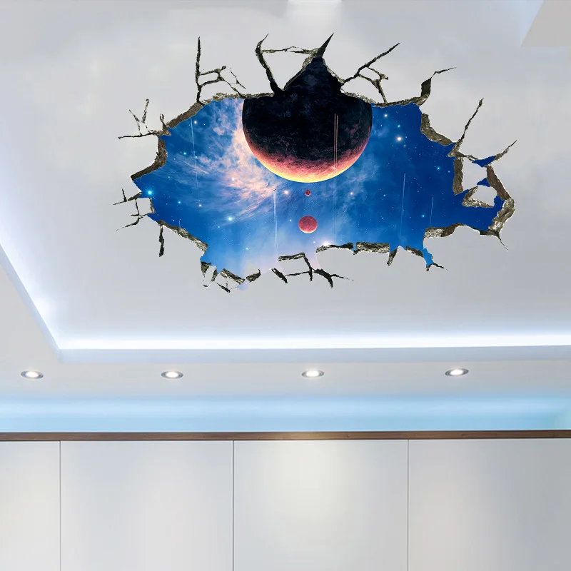 Креативная 3D кирпичная стена Вселенная Космос галактика Наклейка на стену домашний декор спальня потолок крыша художественная Фреска водонепроницаемый пол наклейки на стены