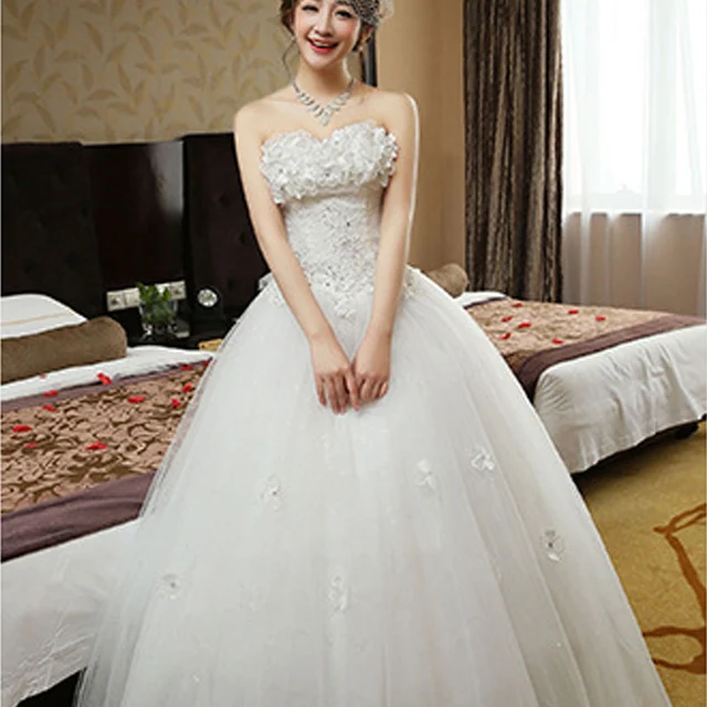 Vestidos De Noiva Robe Mariage Lace White Wedding Dresses Vestidos De Noiva Robe Mariage Lace White Wedding Dresses Strapless Gowns Slim Fit Korean