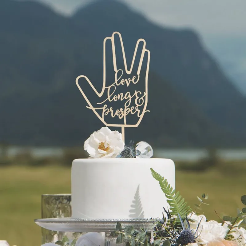 

Love long and prosper Cake Topper Wooden Wedding Cake Topper Wedding Decoration Acrylic Rose Gold Cake Topper