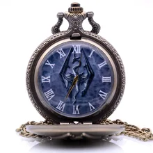 Винтажные часы The Elder Scrolls V: Skyrim с цветным циферблатом, кварцевые карманные часы, аналоговые в виде кулона, Мужские Женские часы, подарок, различные цвета