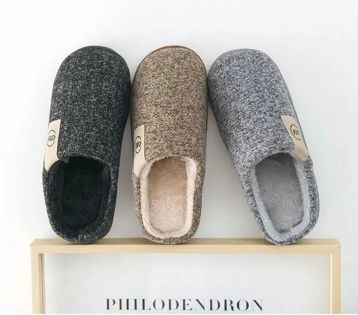 Men's Comfort Knitted Cotton Fabric  With Soft Fleece Indoor Stitching Rubber Sole Men Solid Slipper (7)
