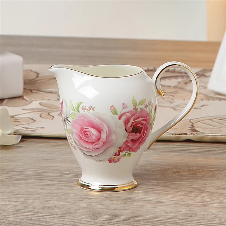 Pink Heart Винтажный кувшин для молока из костяного фарфора 340 мл, британский пасторальный фарфоровый Сливочник, Европейский керамический чайный кувшин для кофе, чашка для эспрессо, Прямая поставка - Цвет: Pink Heart