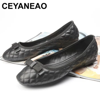 

CEYANEAOWomen Casual Flat Shoes Woman Fashion Brand Bow Flat Single Women Loafers Breathable Lazy ShoesSpring Summer Boat Flats
