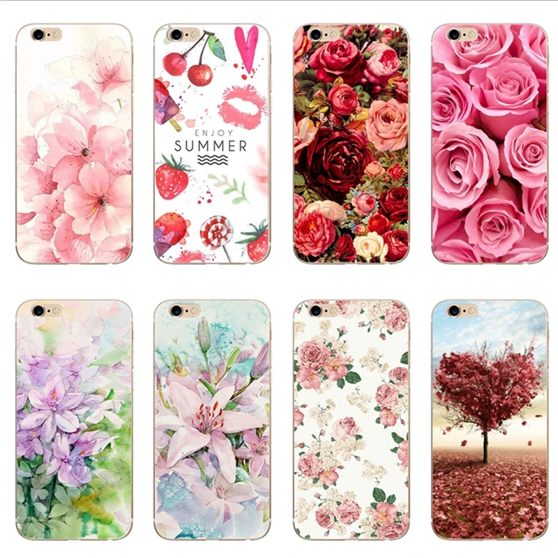Floral Soft Case For iphone 5S 5 SE 6 6s 7 8 7/8 plus Silicone Flower