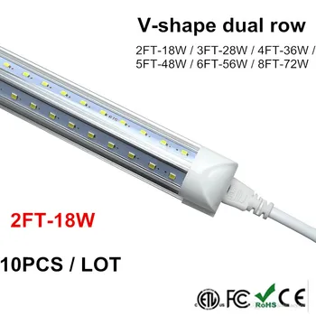 

LED Tube T8 Foot 2 ft 2ft High Lumen LED Tubes Light V Shape Integrate Double Side Power Cooler Door Lighting SMD2835