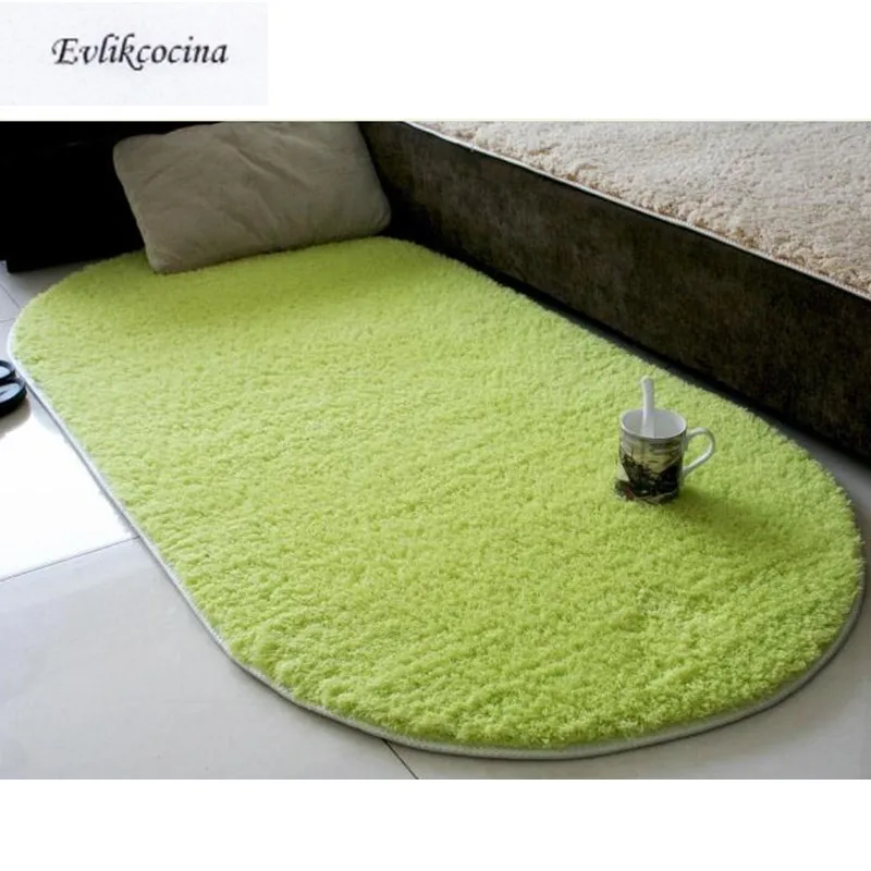 

Free Shipping Green Warm Soft Plush Absorbent Sponge Living Room Table Cushion Sofa Mat Rug Parlor Hallway Non-slip Oval Carpet