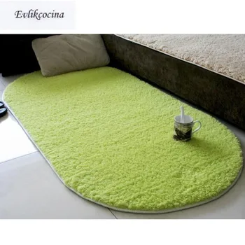 

Free Shipping Green Warm Soft Plush Absorbent Sponge Living Room Table Cushion Sofa Mat Rug Parlor Hallway Non-slip Oval Carpet
