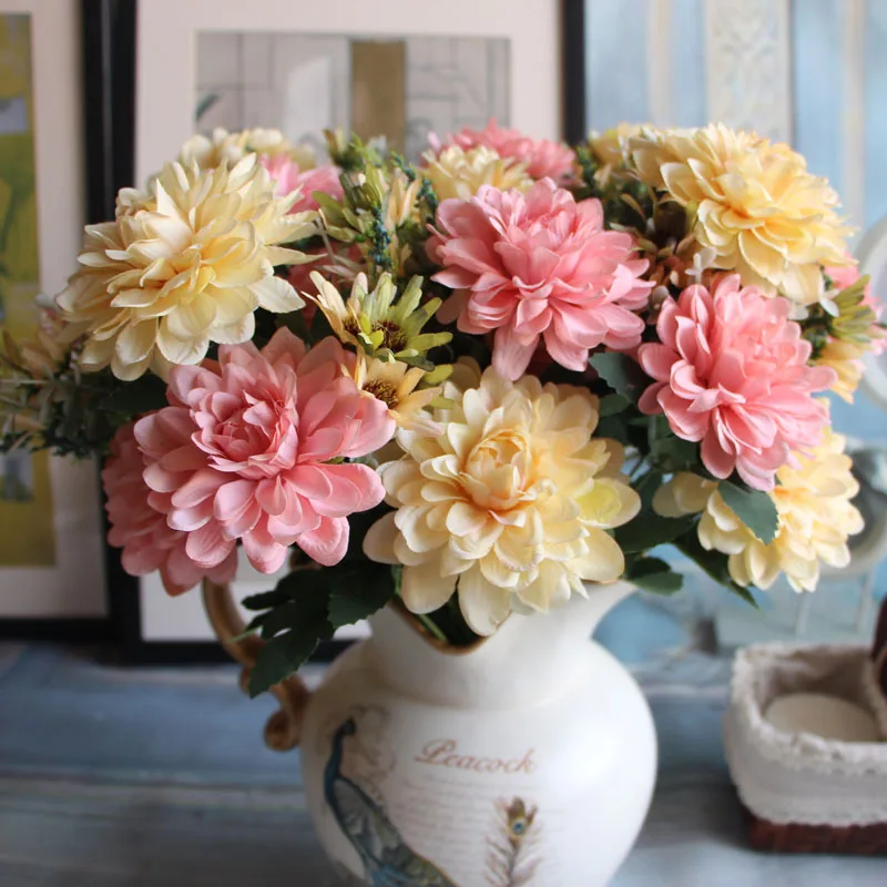 JAROWN Simulation Marigold Wedding Shooting Props Home Fake Flowers Decor Living Room Furnishings Decor Artificial Silk Flower (10)