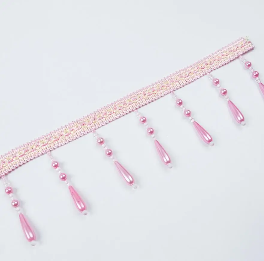 

12Meter tear-drop Crystal Bead Tassel Pendant Hanging Lace Trim Ribbon For Window Curtains Wedding Party Decorate Sewing DIY