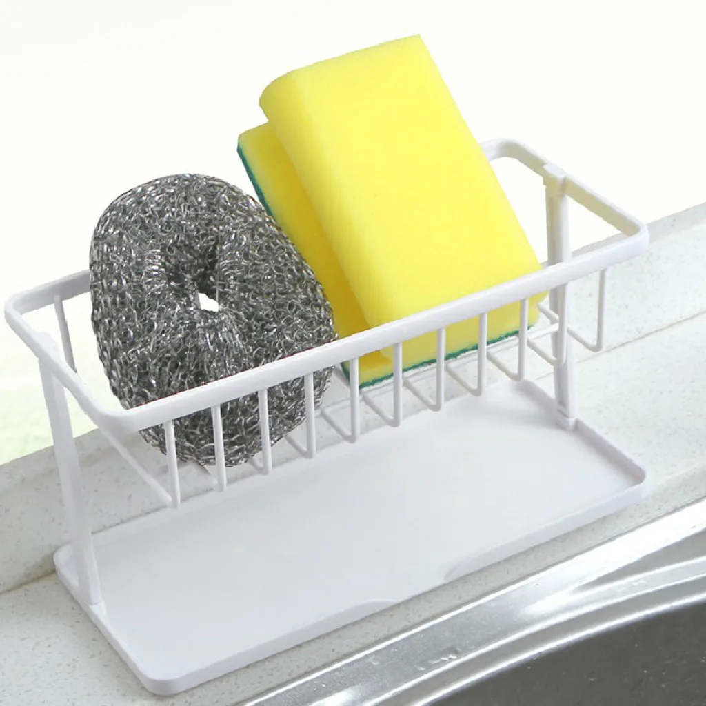 

Corner Organizer Bathroom Caddy Shelf Drain Kitchen Storage Rack Sink Dish Sponge Soap Scrubbers Drying Holder Organizer