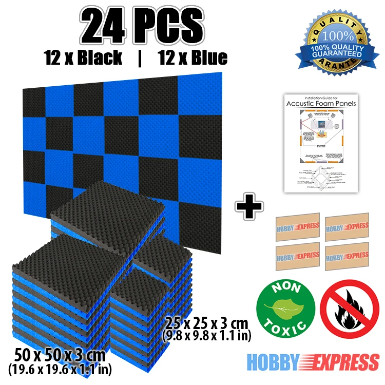 Koop Arrowzoom Blauw en Zwart Pack Ei Krat Ingewikkelde Akoestische Tegel Panel Studio Geluidsisolatie Foam Behandeling 24 stks KK1052