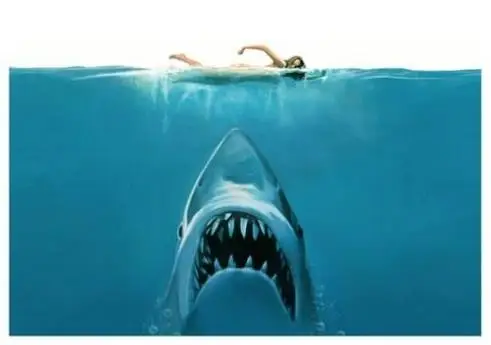 Акулья пасть атака живопись страшный океан плавательные зубы Шелковый плакат