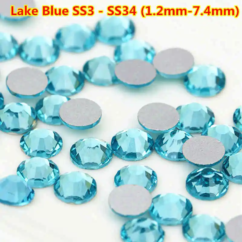1500 шт./пакет Mix Размеры ss3-ss30 исправление стразы стекло Flatback кристаллы для ногтей страз swarovsky для украшения ногтей стразы для ногтей стеклянные - Цвет: lake blue
