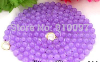 

free shipping HH##Long 70" 10mm nature round purple jade violet necklace