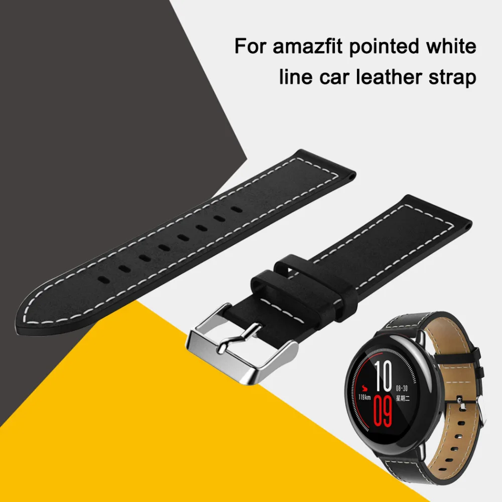 Ремешок кожаный для Xiaomi Huami Amazfit bip pace lite сменный Браслет наручных часов 22