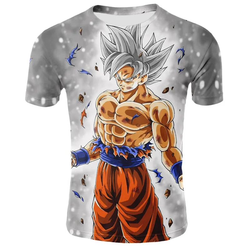 

2019 new Dragon Ball 3D printing super Saiyan son Wukong Dragon Ball multicolor casual men's summer round neck shirt T-shirt