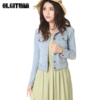 

Fashion Women Denim Jacket Plus Size S-4XL Vintage Cropped Short Causal Jackets Long-Sleeve Jeans Cardigan Coat JK271