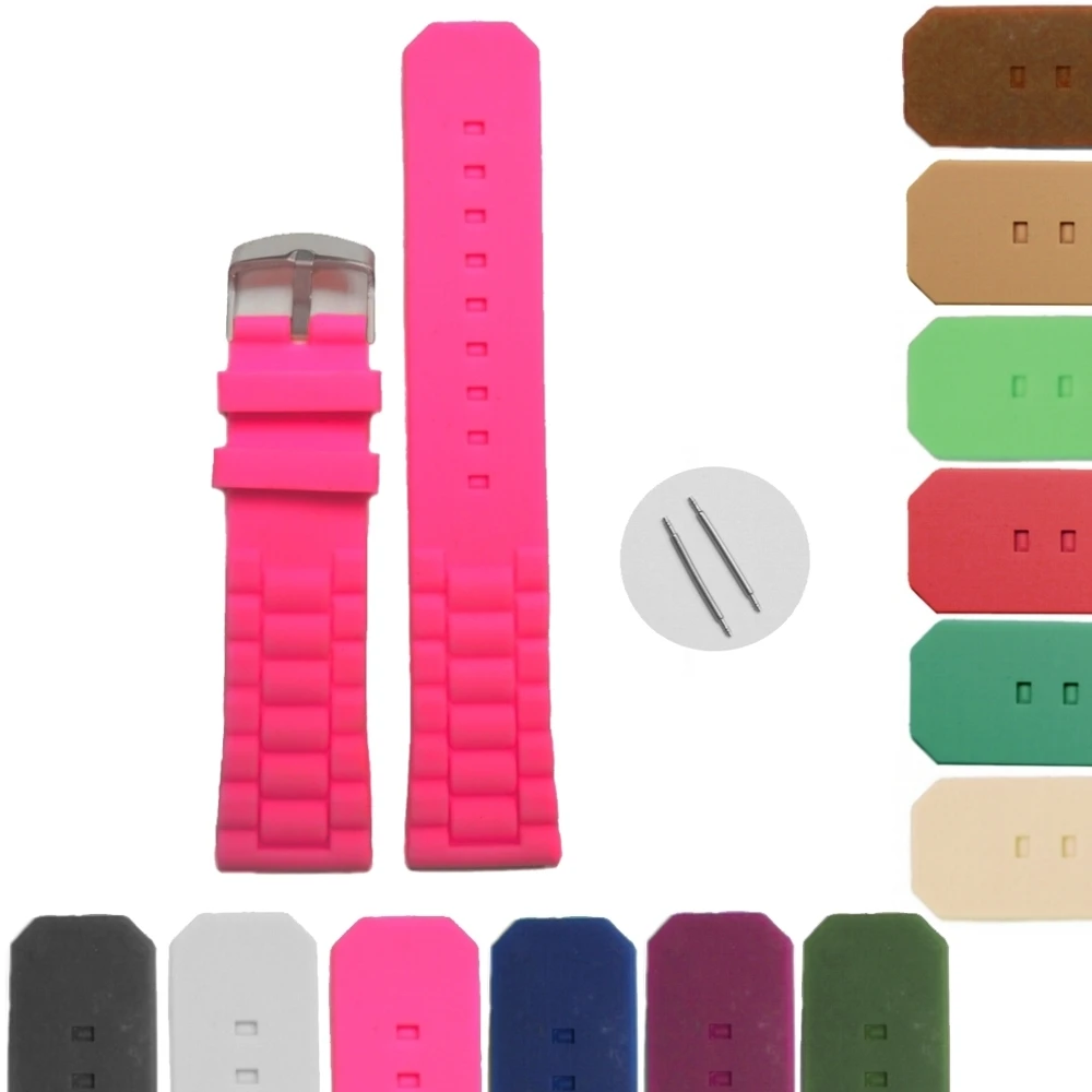 Buy Wholesale 6Pcs 22mm New Hot Pink Silicone Jelly Rubber Ladies Watch Band