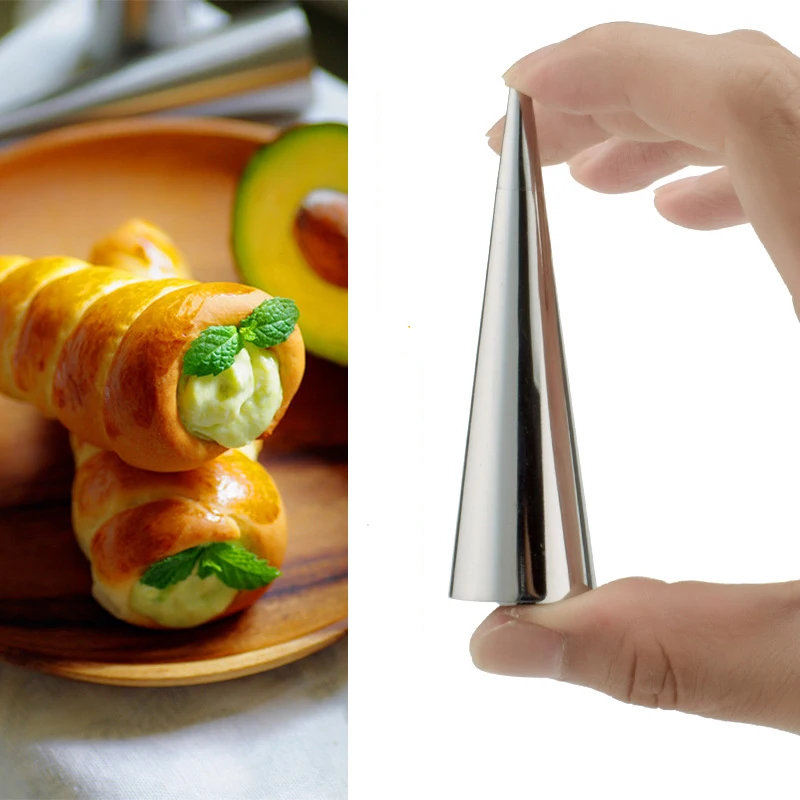 

IVSHION Cones Stainless Steel Spiral Croissant Tubes Horn Bread Pastry Making Cake Mold Baking Supplies Cake Decorating Tool