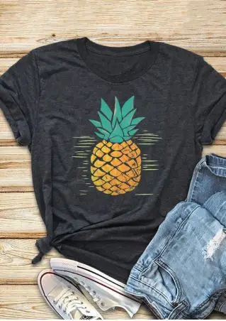 

pineapple summer shirts women 2018 aesthetic tshirt graphic punk vintage cotton o-neck print streetwear